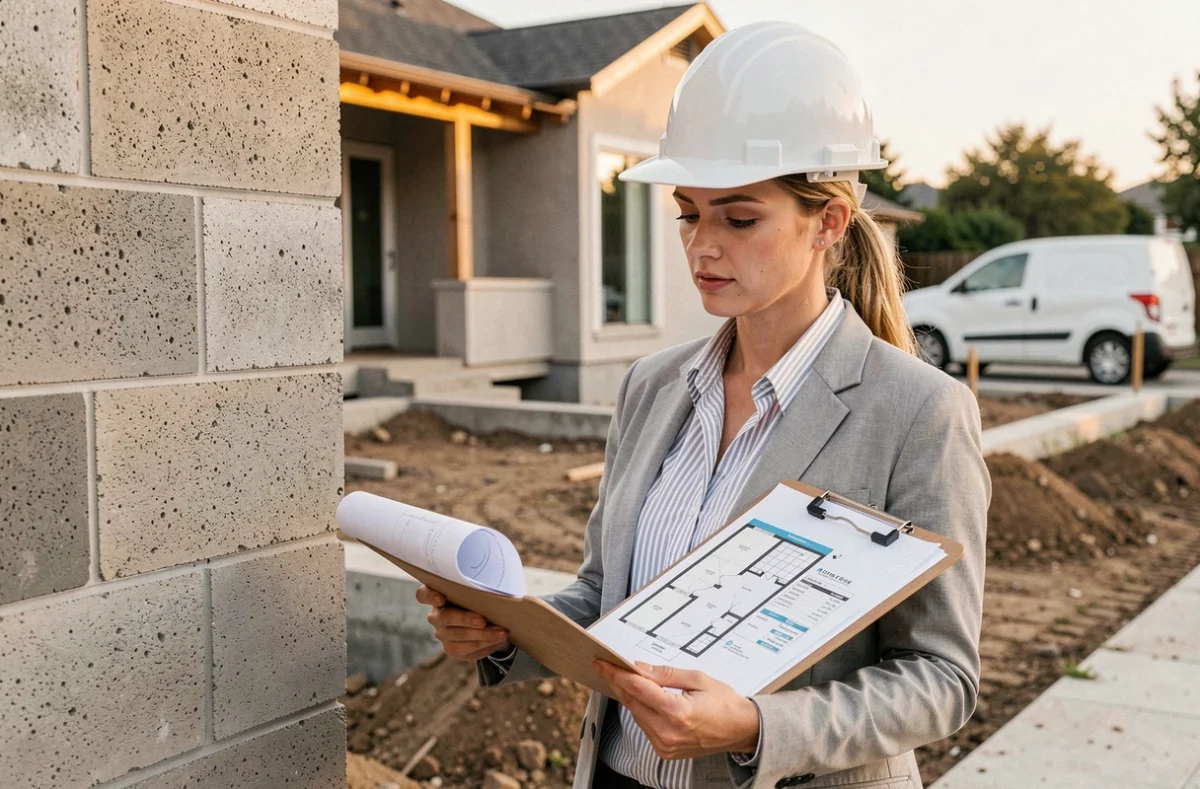Architecte analysant le budget et le prix au m2 du Siporex pour un mur porteur sur chantier