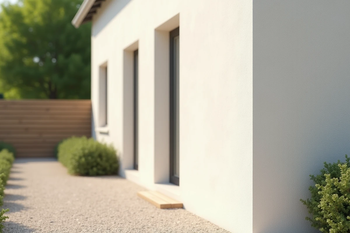 Façade en parpaings avec enduit minéral lisse finition moderne sur maison contemporaine