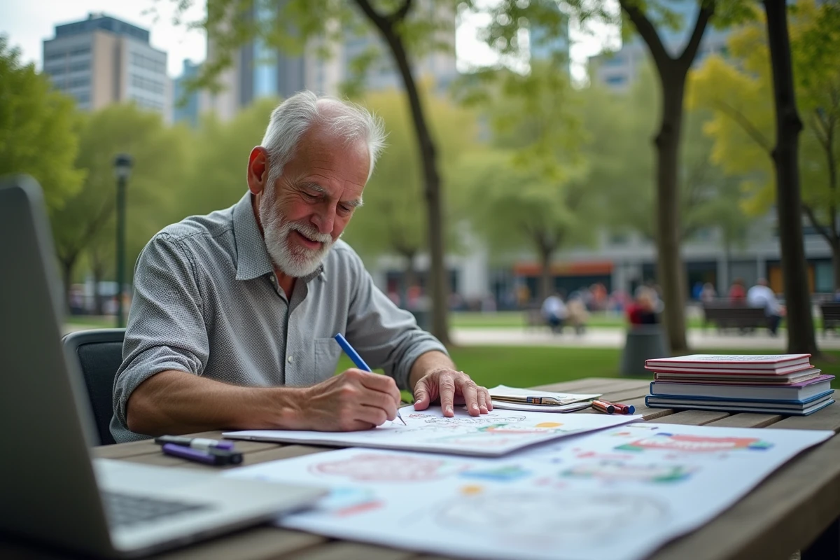 Homme dessinant des concepts d