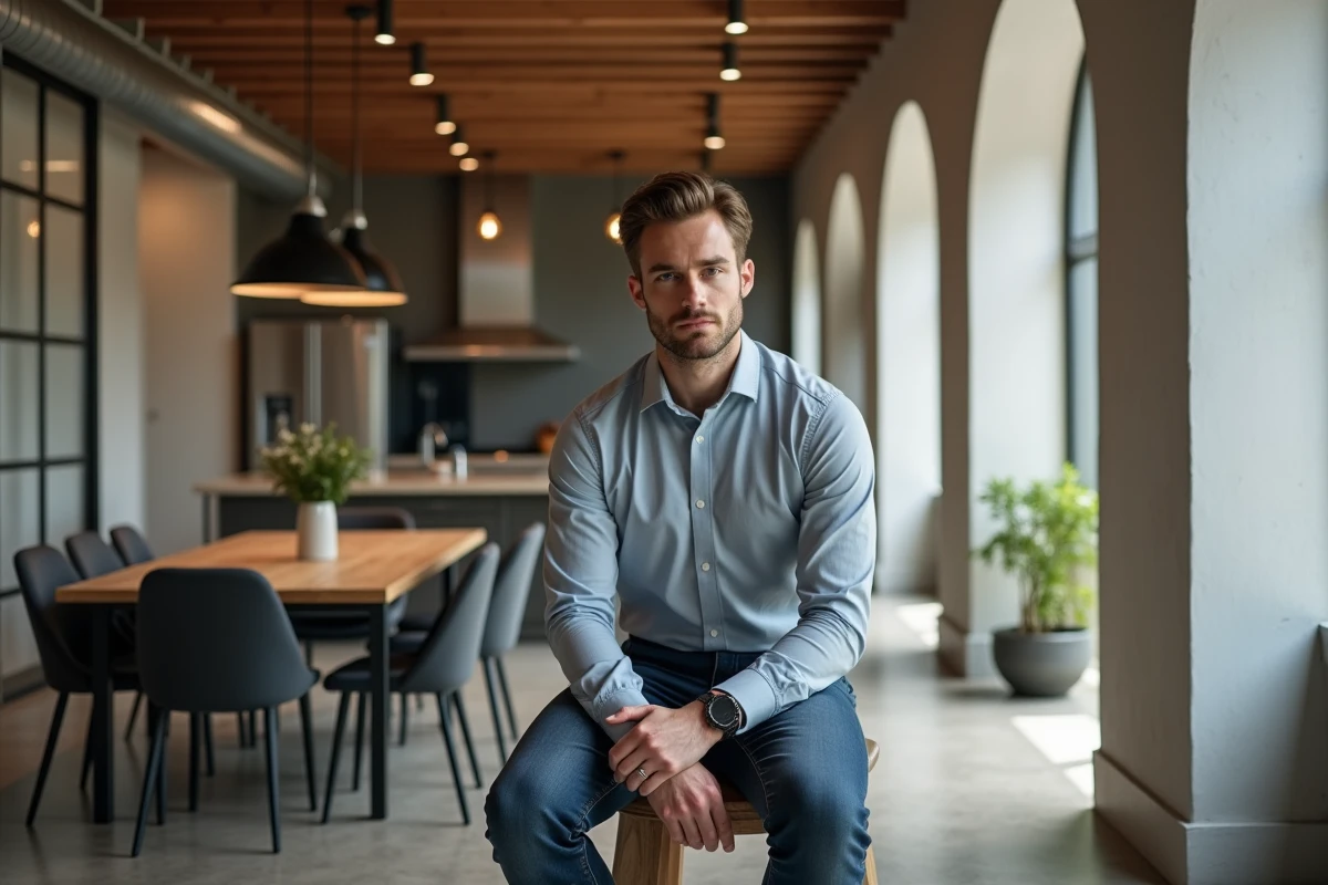 Jeune homme assis près d